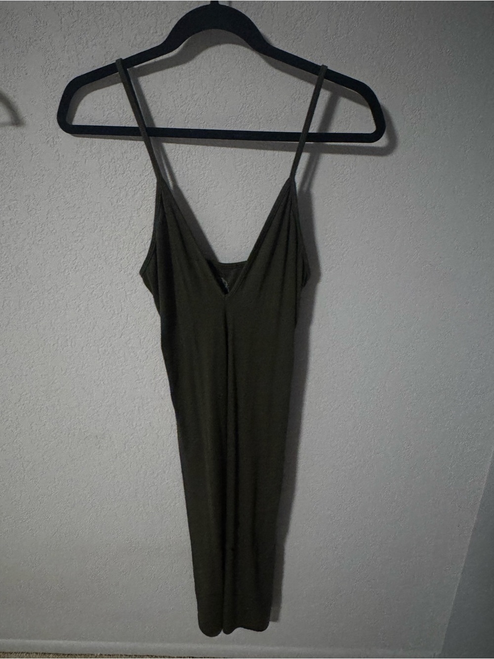 Blue Life Olive Green Slip Midi Dress with Spaghetti Straps